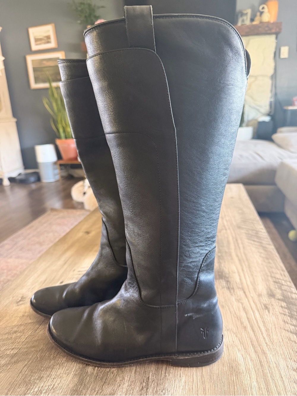 FRYE Women's Black Leather Knee-High Riding Boots womens 8